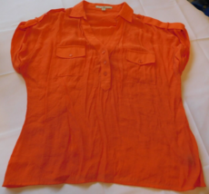 Fever Women&#39;s Junior&#39;s Short Sleeve Button Up Shirt Size XL xlarge Orange GUC - £12.13 GBP