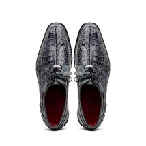 Caribe Genuine Hornbak Caiman Crocodile Dress Shoes Dark Gray image 5