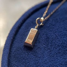 18ct Solid Gold Detachable Gold Bar Charm Necklace, 18K, engraved, chain, luxury - £279.33 GBP