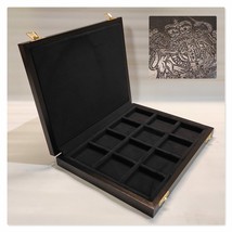 Boxset Pouch IN Wood for Coins With Engraved Lo Emblem Royal Of Kingdom U - £60.88 GBP