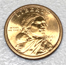 2001 P Sacagawea One Dollar US Coin Native American Gold Color - £18.15 GBP