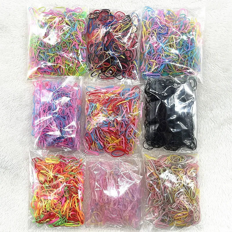 Play 500pcs--2000pcs Colourful Rubber Ring Disposable Elastic Hair Bands Ponytai - £22.98 GBP