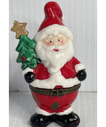 Christmas Santa Claus Ceramic Hinged Trinket Gift Box *flaw* - £6.15 GBP