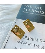 18K Yellow Gold Plated Geometry Square Heart Stud Earrings Women&#39;s Jewel... - £93.01 GBP
