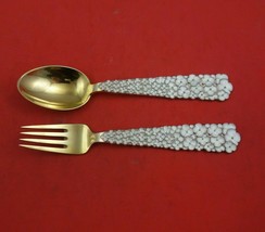 Christmas by A. Michelsen Sterling Silver Fork and Spoon Set 2pc 1956 Flowers - £545.24 GBP