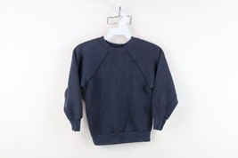 Vtg 70s 80s Streetwear Boys Medium Faded Blank Raglan Sweatshirt Navy Bl... - €34,01 EUR