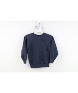 Vtg 70s 80s Streetwear Boys Medium Faded Blank Raglan Sweatshirt Navy Bl... - $735.76 MXN