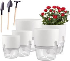 Jfmamj Self Watering Planters, 5 Pack 6/4 Point1/3 Point2 Inch, And Succulents - $33.96