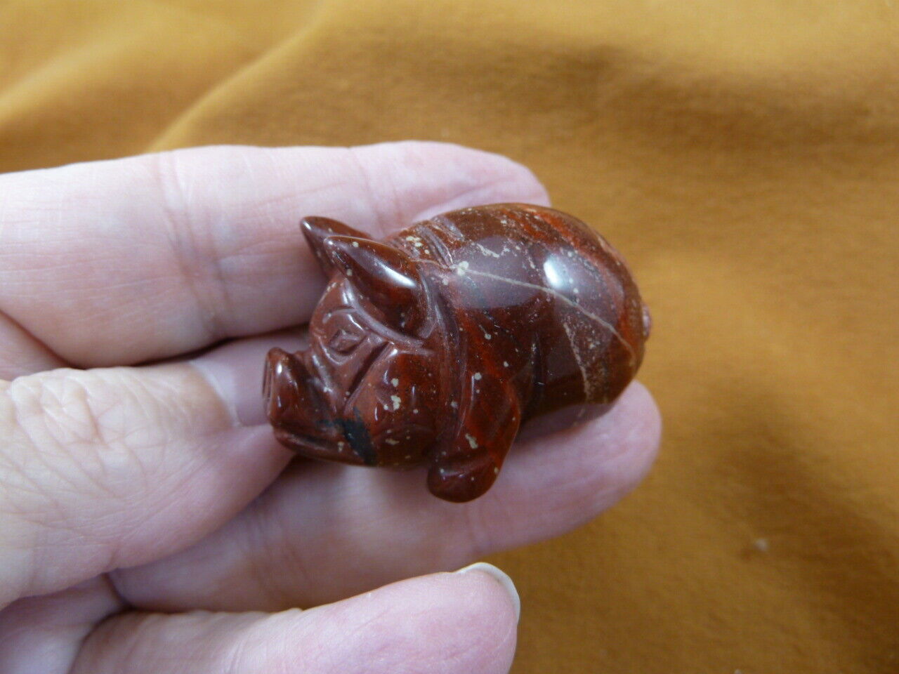 Primary image for (Y-PIG-PO-566) Red Roly Poly PIG Piggy pot belly gemstone FIGURINE carving gem