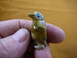 (Y-PEN-18) little tan PENGUIN carving SOAPSTONE PERU FIGURINE stone snow... - $8.59