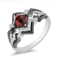 Sterling Silver with 1/5 CTTW Diamond and Garnet Disney Cruella Live Action Ring - £39.05 GBP