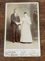 Vintage Cabinet Card. Couple standing by Leavitt &amp; Keene in Mankato, Minnesota - £10.65 GBP