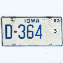 1983 United States Iowa Base Dealer License Plate D-364 3 - £14.78 GBP