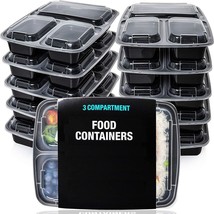 3 Compartment Meal Prep Container Reusable Plastic Food Storage Tray X 30 - £29.68 GBP