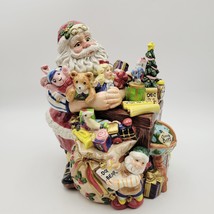 FITZ &amp; FLOYD Santas Workshop Cookie Jar of Santa Admiring the Toys Rare Vtg - $115.99