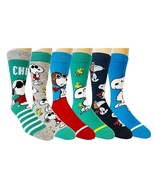 Peanuts Snoopy Mens 7-12 Womens 8-13 Socks 6-Pack Casual Crew Woodstock ... - $16.79