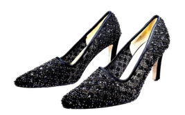 ANN MARINO Women High Heels Beaded Pump Size 7 Black Holiday Formal Even... - $17.99