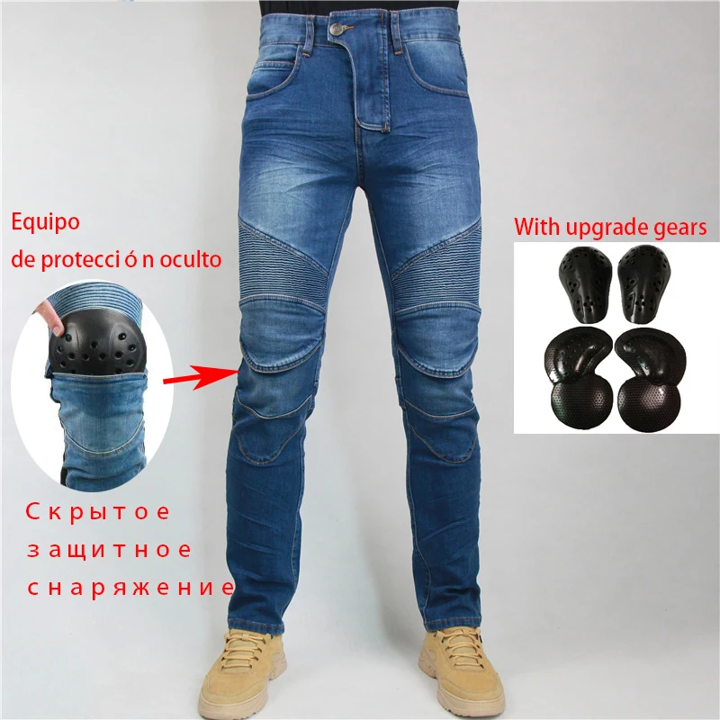 Motorcycle Pants Moto Protection Straight Slim Fit Motocross Moto Jeans Men - £50.13 GBP+