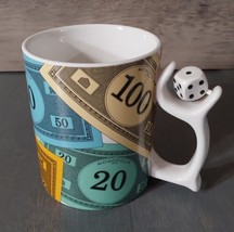 Monopoly Money Game Coffee Cup Tea Mug Deptartment 56 Spinning Dice Handle - £15.96 GBP