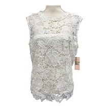 Nanette Lepore Blouse L White Lace Sleeveless Fairy Cottagecore Coquet Feminine - £21.15 GBP