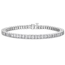 8.95 Ctw Emerald Cut Lab Created Diamond 14K White Gold Over Tennis Bracelet 7&quot; - $240.69