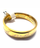 LOTR Lord of the Rings One Ring Gold Over Stainless Steel Elvish Writing 9 - $544.64 MXN