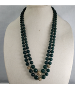 Vintage Talbots Green Bead Rhinestone Ball Two Strand 26&quot; Necklace NWT - $25.73