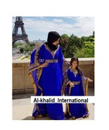 Moroccan Blue Georgette Kids Ramadan Dress Wedding Dubai Kaftan Girls Sp... - £48.15 GBP
