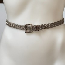 Womens Belt Full Brushed Metal Mesh Braided Belt Silver-Tone - £14.21 GBP