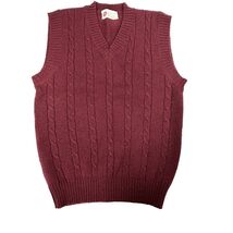 VTG Kings Road Sears Burgundy Wool Cable Knit Sweater Vest Mens M Academia - €42,46 EUR