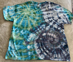 NEW Gildan Men’s Blue Purple Green Teal Tie Dye Short Sleeve Shirt 2XL XXL - £15.41 GBP