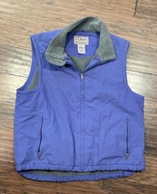 LL BEAN Full Zip Insulated Nylon Vest Men&#39;s L Fleece Lining Blue - $26.72
