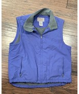 LL BEAN Full Zip Insulated Nylon Vest Men&#39;s L Fleece Lining Blue - $26.72