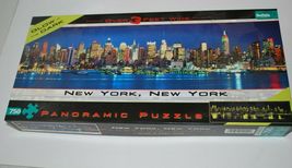 750 Piece Panoramic Jigsaw Puzzle New York, New York Twin Towers 100% Complete - £23.53 GBP