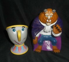 Vintage 1992 Pizza Hut Disney Beauty &amp; The Beast Hand Puppet Beast &amp; Chip Rubber - £11.29 GBP