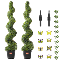 2 Pack 5&#39; Artificial Boxwood Topiary Tree Faux Plant UV Decor In/Outdoor - £166.10 GBP