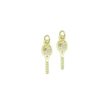 Clear CZ Tennis Racket Gold Charm Pendant,Sku#LX851 - $1.90