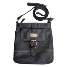 Nine West Black Crossbody Bag Purse Texture Faux Leather 3 Pockets 8&quot; x ... - £10.99 GBP