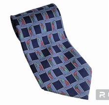 Vintage Paolo Gucci Tie Blue Golf Theme 100% Silk Neck Tie, Made in Italy - £31.04 GBP