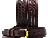 Men&#39;s 1-1/2&quot; Western Brown Basket Weave Tooled Leather Ranger Belt 26Ran... - $29.99