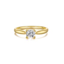 Classic 925 Sterling Silver 18K Gold Plated Cubic Zircon Ring for Women Party En - £9.56 GBP