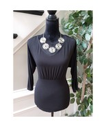 White House Black Market Blouse Top Womens Small Black Stretch Slit Long... - $35.20 CAD