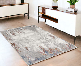 4&#39; X 6&#39; Gray And Ivory Modern Abstract Area Rug - £159.33 GBP+