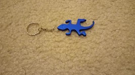 Blue Anodized Gecko Lizard Alloy Keychain Keyring 4.5&quot; Total Length USA SELLER - £8.64 GBP