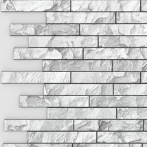 Dundee Deco White Grey Faux Stone PVC 3D Wall Panel, 3.2 ft X 2.1 ft (99cm X 65c - $17.63