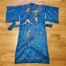 Vintage 1950s Handmade Silk Blue Gold Embroidered Dragon Asian Sleeve Ki... - $79.48