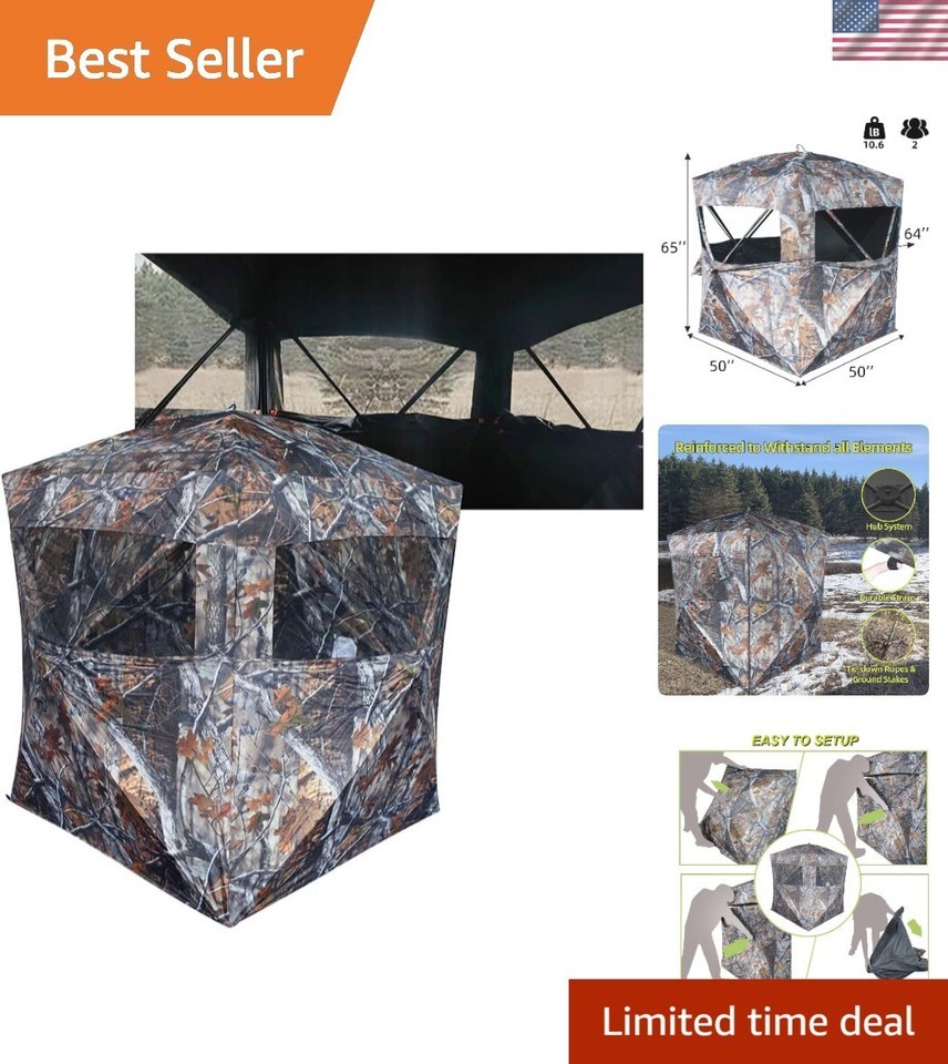 SPUR Lightweight Ground Blind: Durable 2-4 Person Tent for Stealthy Hunting - £86.08 GBP