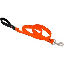 Dog Leash by Lupine in 1&quot; Wide Blaze Orange 6-Foot Long with Padded Handle - $25.02