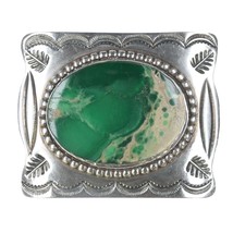 Vintage Native American sterling belt buckle with green stone - £270.48 GBP