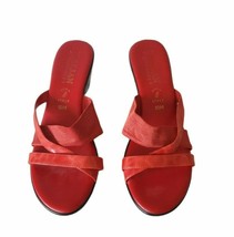 Italian Shoemakers Ruth Wedge Heels 10M Womens Red Slip On Open Toe - £21.09 GBP